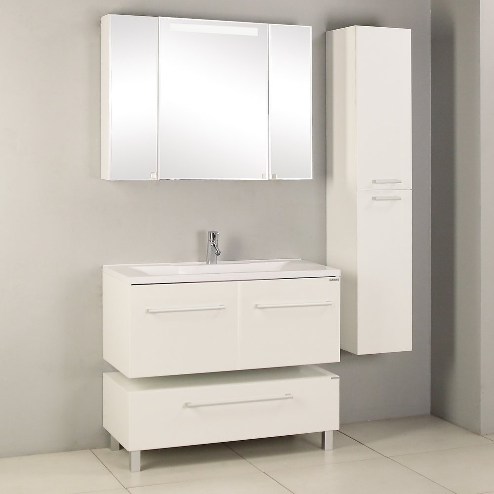 Комплект мебели AQUATON Мадрид 100 белая с 2 ящиками (1A1280K4MA010+1A111602MA010)