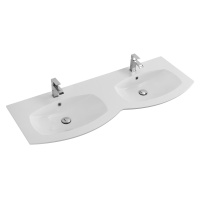 раковина из искусственного мрамора с двумя чашами 50156 Bianco, 138x52x1,5 - Gidratop.ru изображение