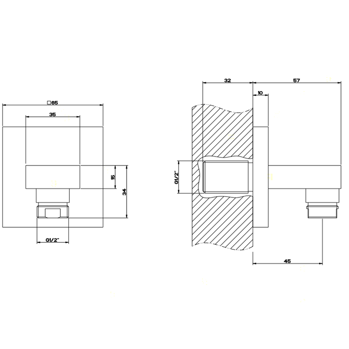 Gessi Rettangolo вывод воды на 1/2, цвет: хром - Gidratop.ru изображение
