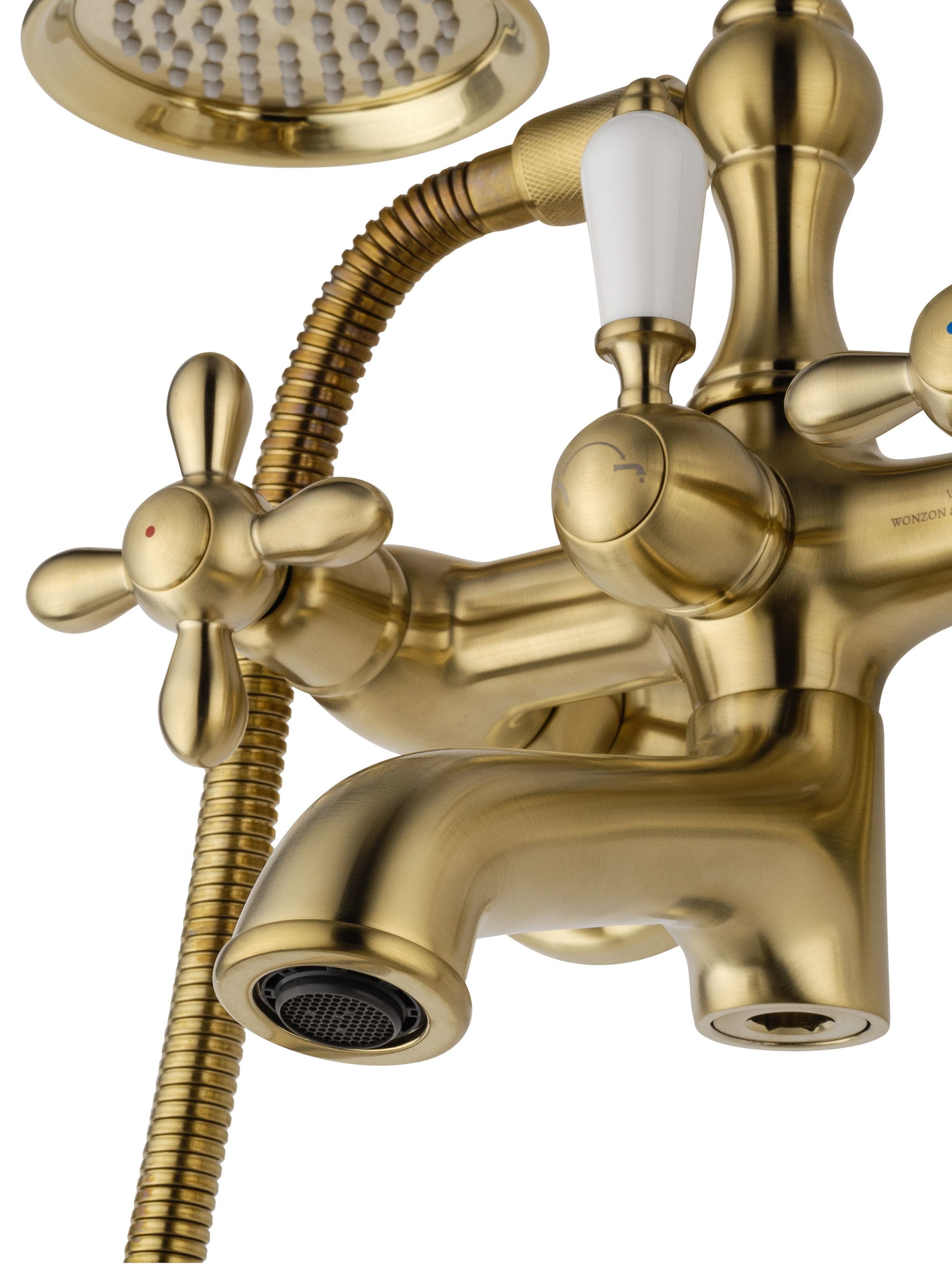 Смеситель для ванны с душем WONZON & WOGHAND RETRO, Брашированное золото (WW-88639020- BG) - Gidratop.ru изображение