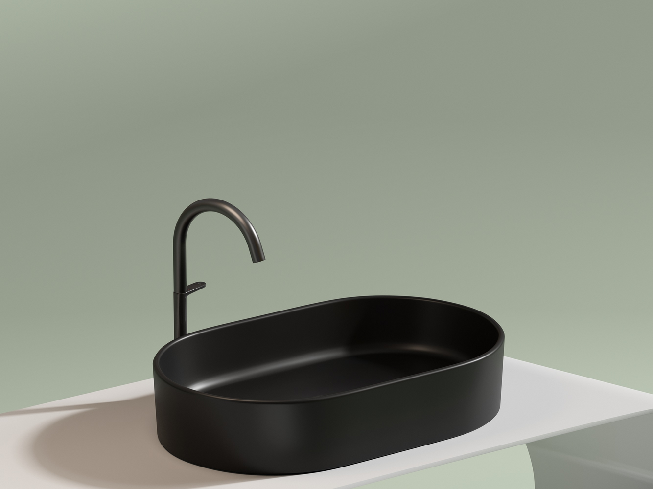 Умывальник чаша накладная овальная (цвет Черный Матовый) Element 608x385x122мм - Gidratop.ru изображение