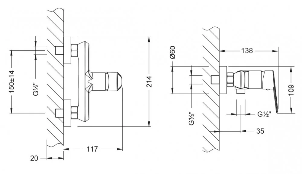 Смеситель Lemark Point LM0303C для душа, с душевым гарнитуром, хром - Gidratop.ru изображение