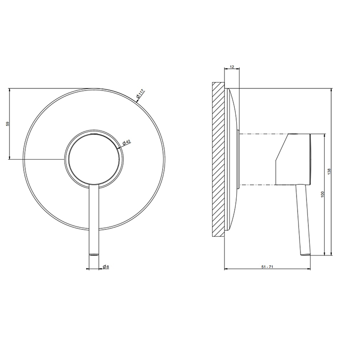 Gessi Emporio Via tortona внешние части для настенного смесителя на 1 позицию, цвет: Black XL - Gidratop.ru изображение