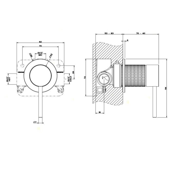 GESSI 316 встраиваемый смеситель на 1/2 на 1 источник (внешняя часть), цвет: steel brushed - Gidratop.ru изображение