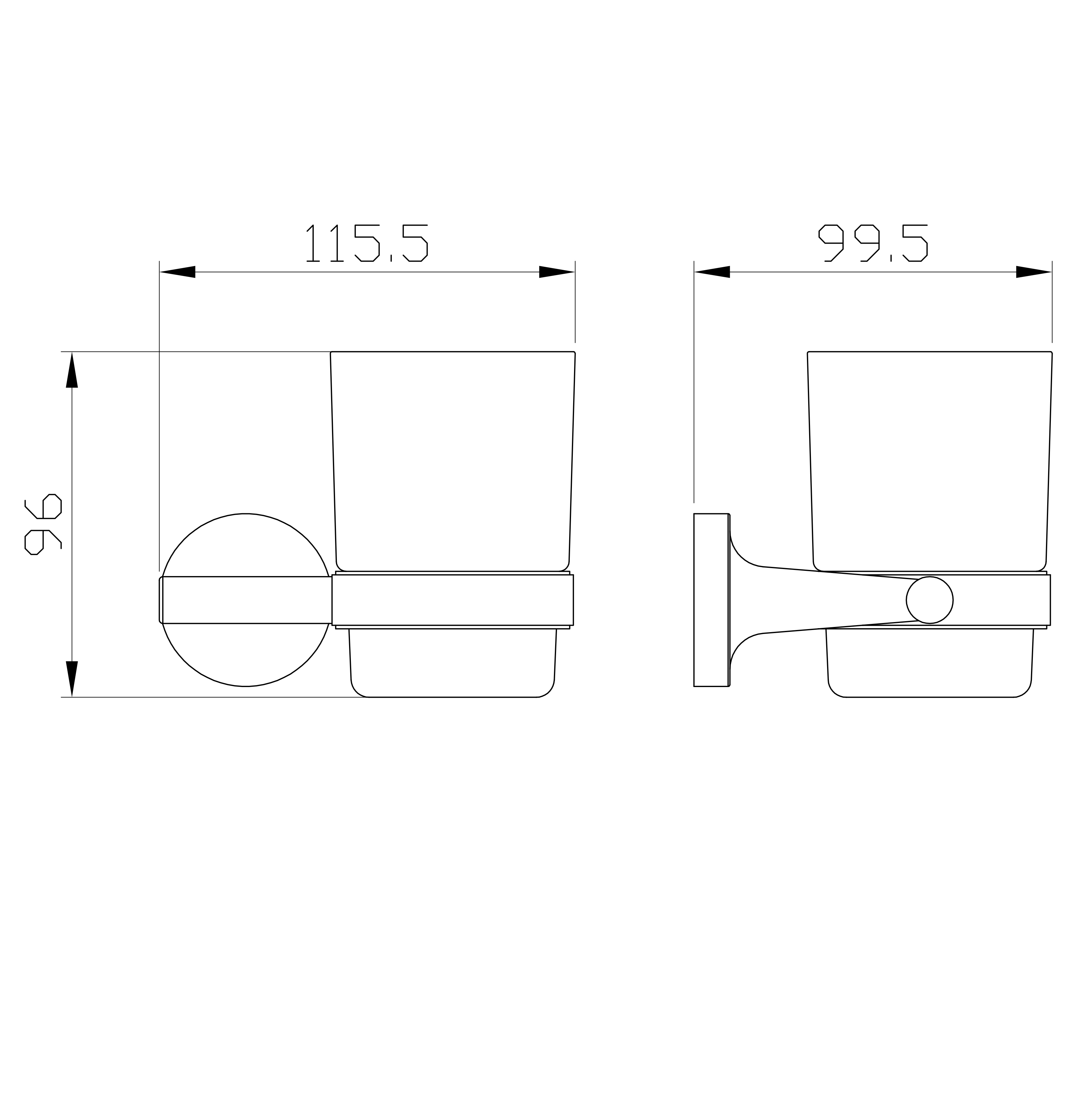 Стакан для зубных щеток с держателем WONZON & WOGHAND SIMPLE, Темный графит (WW-6521-BGM) - Gidratop.ru изображение