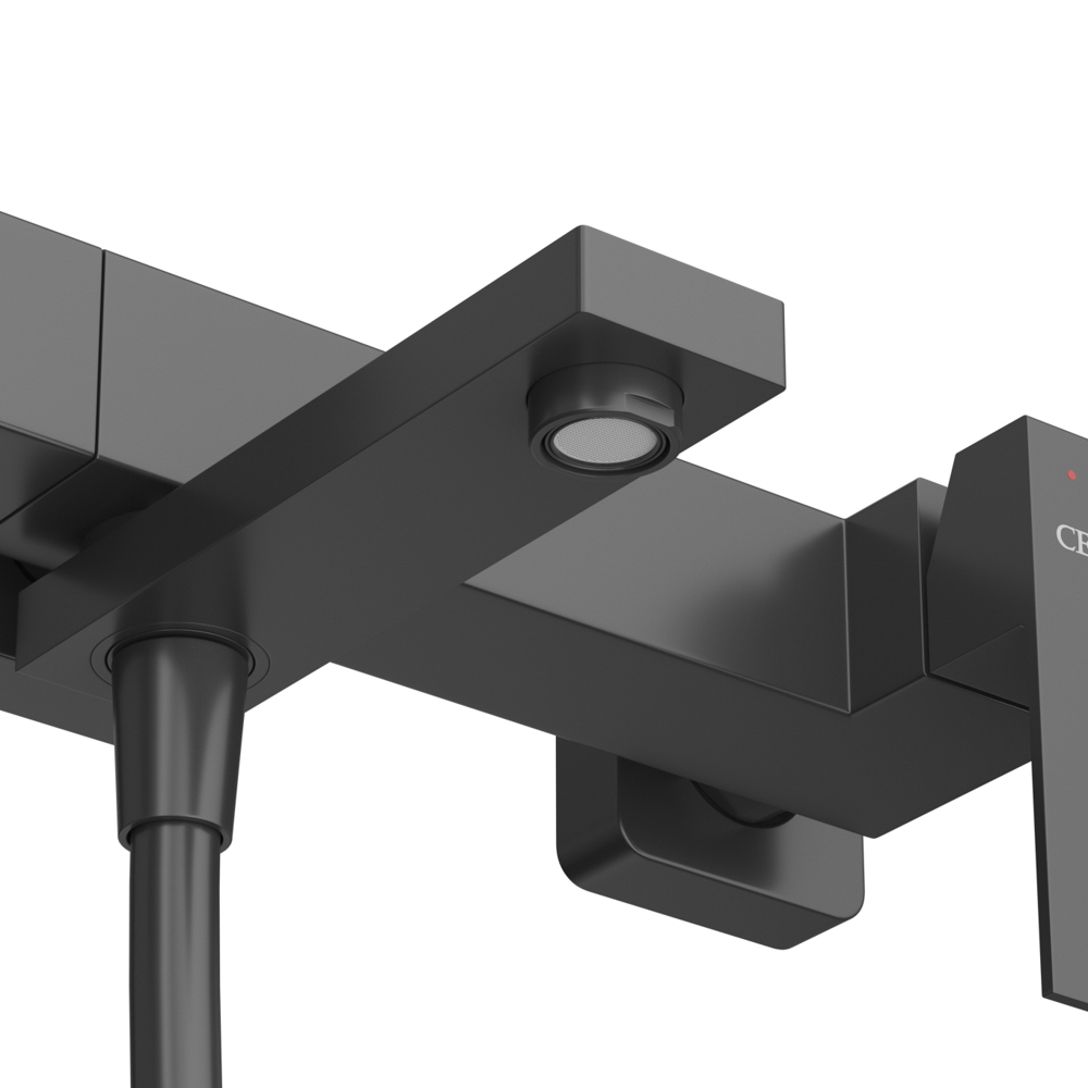 SLIDER-VD-NOP Смеситель для ванны и душа однорычажный в комплекте с ручным душем, шлангом и держателем, черный матовый - Gidratop.ru изображение