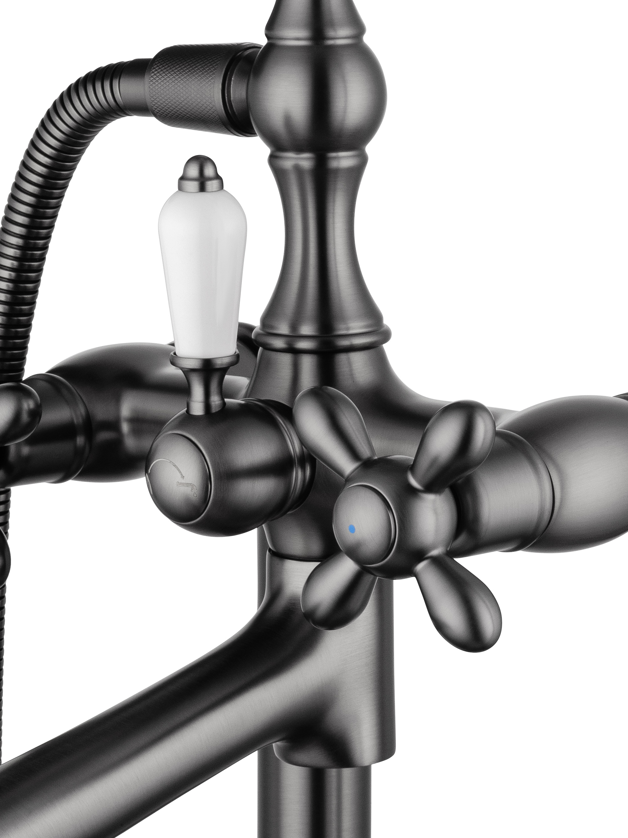 Смеситель для ванны напольного монтажа WONZON & WOGHAND RETRO, Темный графит (WW-88649020-BGM) - Gidratop.ru изображение