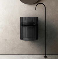 Раковина подвесная прозрачная ABBER Kristall AT2704Onyx черная - Gidratop.ru изображение