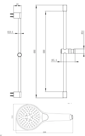 Душевой гарнитур Villeroy&Boch Embrace Plus TVS1086000361, штанга 60 см, 3 режима лейки, хром - Gidratop.ru изображение