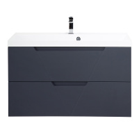 VITTORIA База под раковину подвесная с двумя выкатными ящиками, Grigio Opaco, 1000x450x570, VITTORIA-1000-2C-SO-GO-P - Gidratop.ru изображение