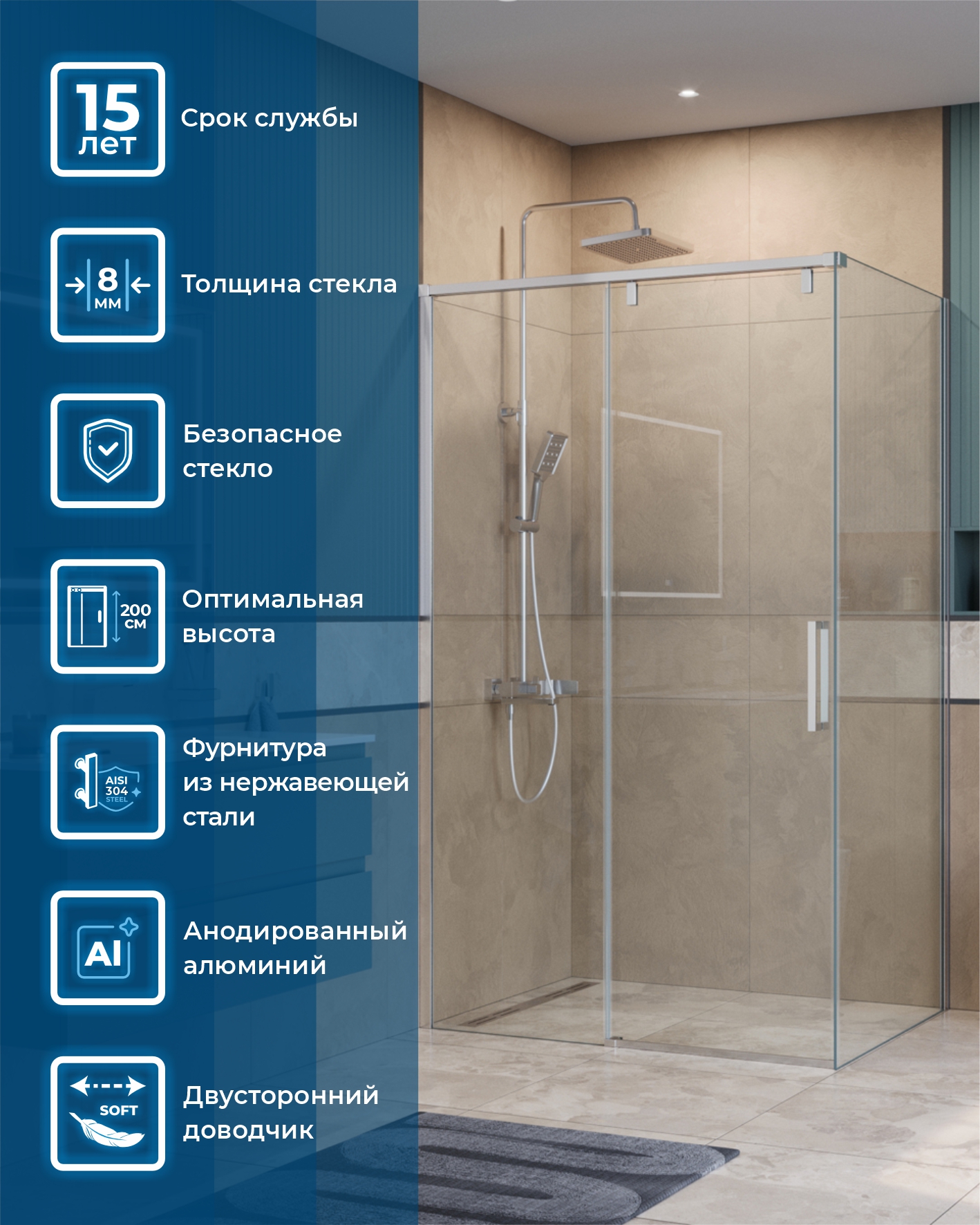 Душевой уголок BelBagno SOFT_CLOSE-1-AH-1-110/90-C-Cr - Gidratop.ru изображение