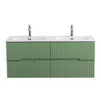 DUET-N База под раковину подвесная с четырьмя выкатными ящиками для раковины с двумя чашами, фисташковый софт, 1200x457x500, DUET-N-1200-4C-SO-2-PS-P - Gidratop.ru изображение