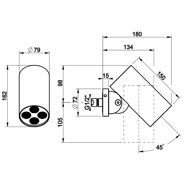 GESSI 316 RIGATO верхний душ Oslash;79 мм., с настенным креплением, распыление, цвет Steel Brushed - Gidratop.ru изображение