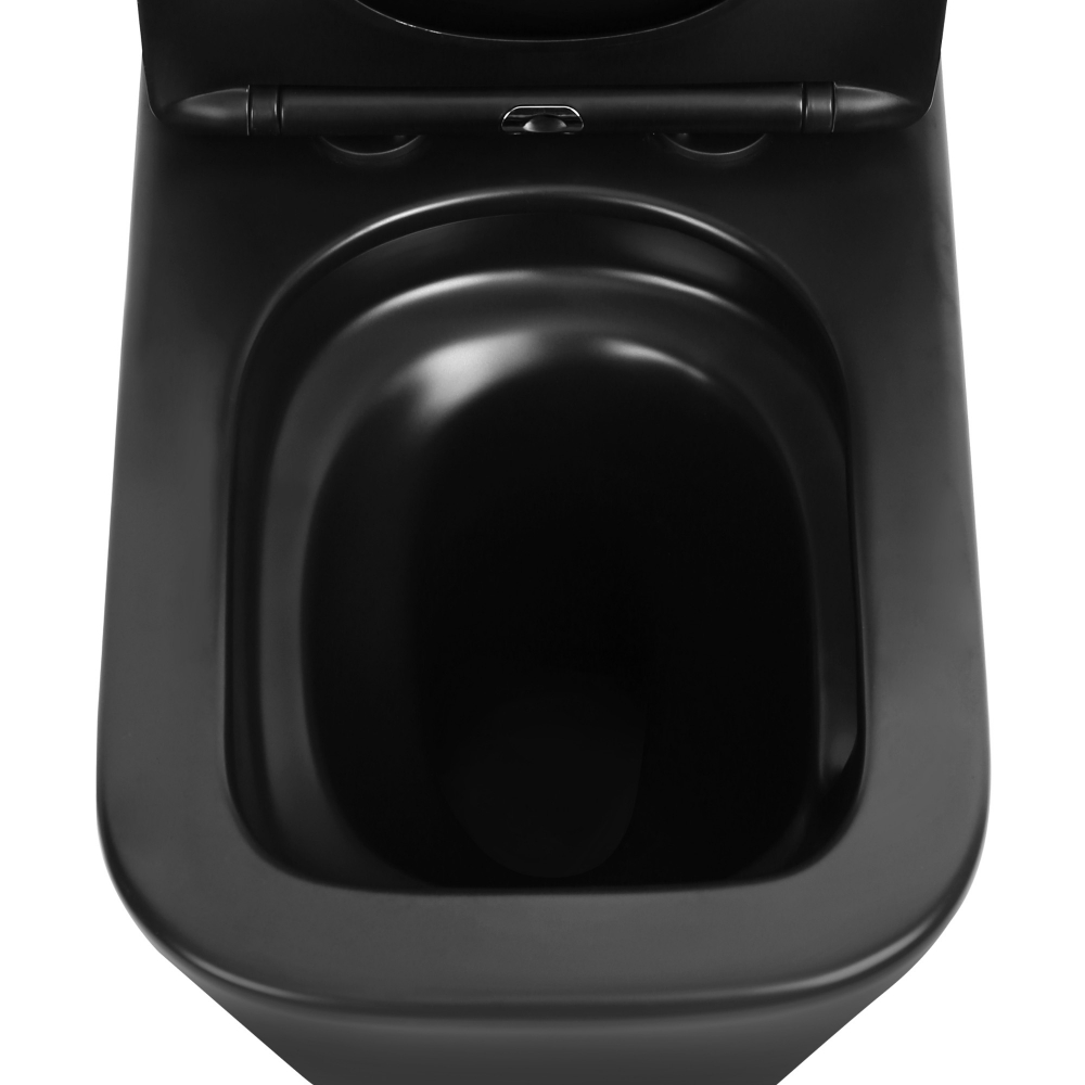 Унитаз ABBER Rechteck AC1210TMB компакт черный матовый, безободковый, смыв торнадо - Gidratop.ru изображение