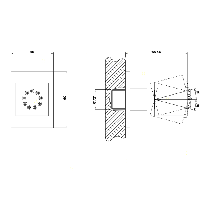 Gessi Rettangolo поворотная боковая форсунка, цвет: хром - Gidratop.ru изображение