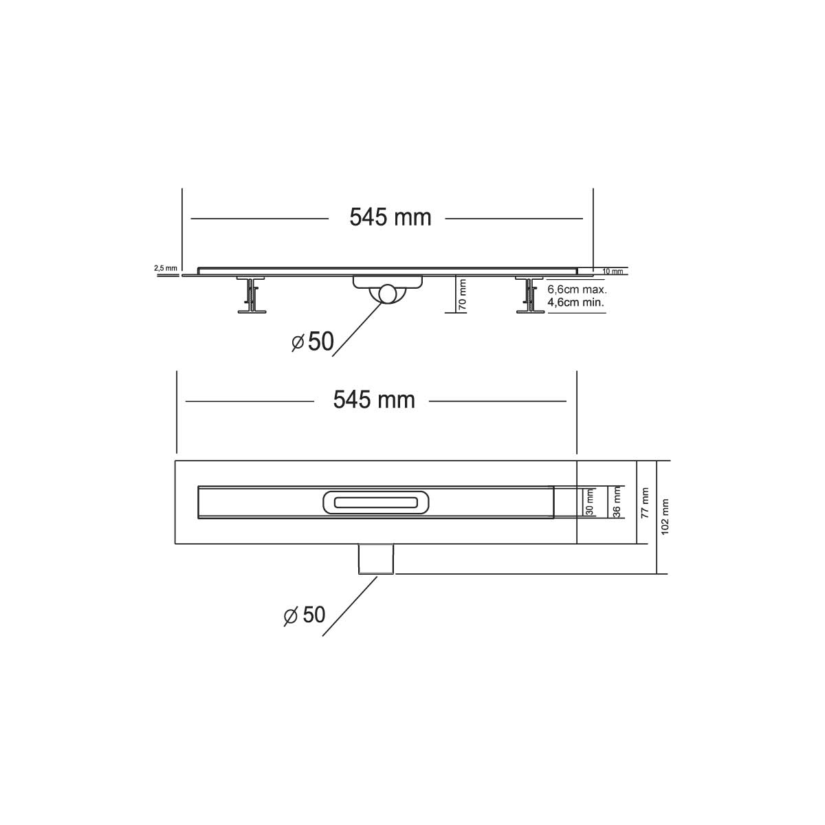 Душевой лоток SAY CARMINE 510.50.P.DUZ, 50 см, хром - Gidratop.ru изображение