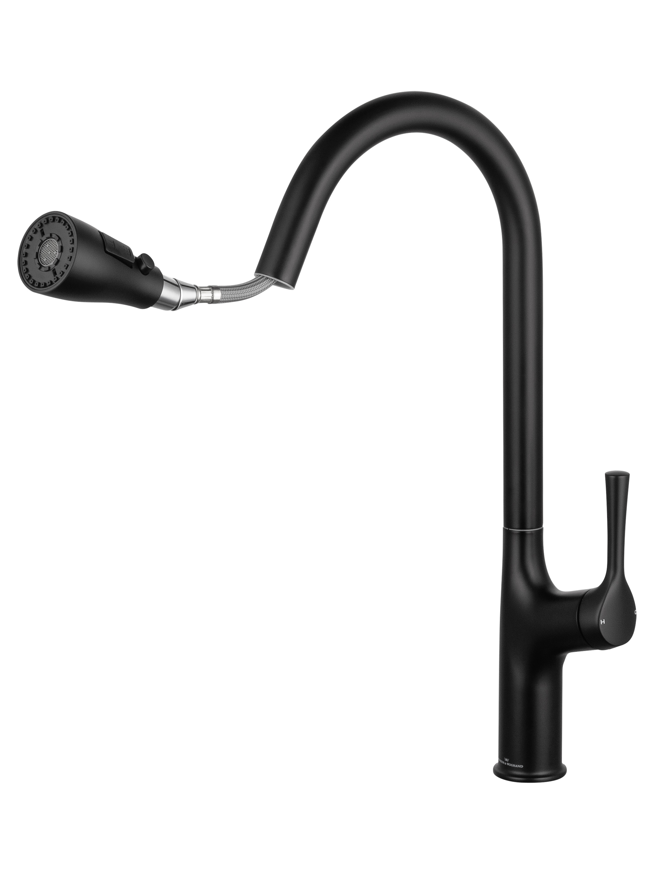 Смеситель для кухни с выдвижным изливом WONZON & WOGHAND, Черный матовый (WW-AE54123-MB) - Gidratop.ru изображение