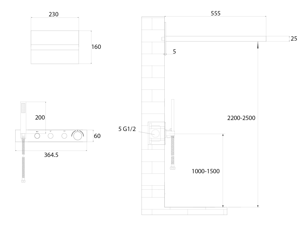 Душевая система ABBER Rund AF8752G скрытого монтажа без излива, термостат, золото матовое - Gidratop.ru изображение