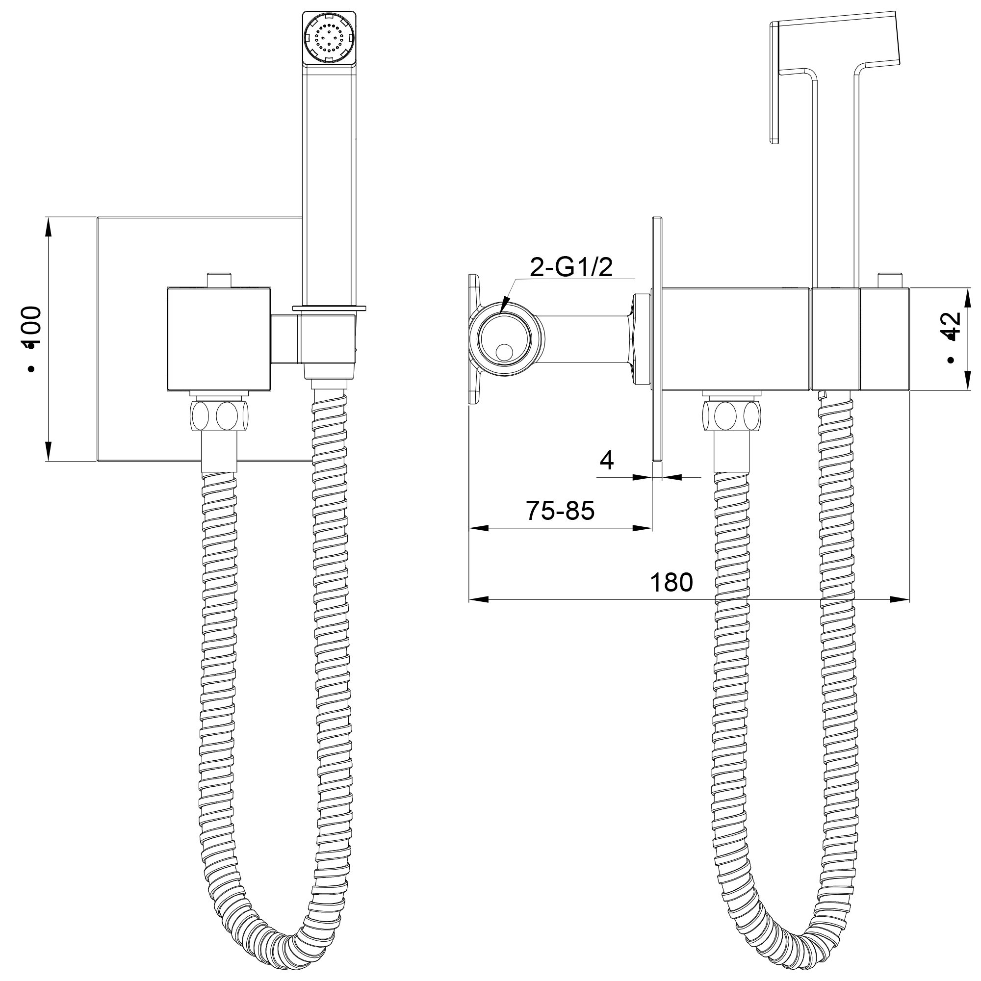 Смеситель с гигиеническим душем и термостатом встраиваемый WONZON & WOGHAND, Хром (WW-88829910-CR) - Gidratop.ru изображение