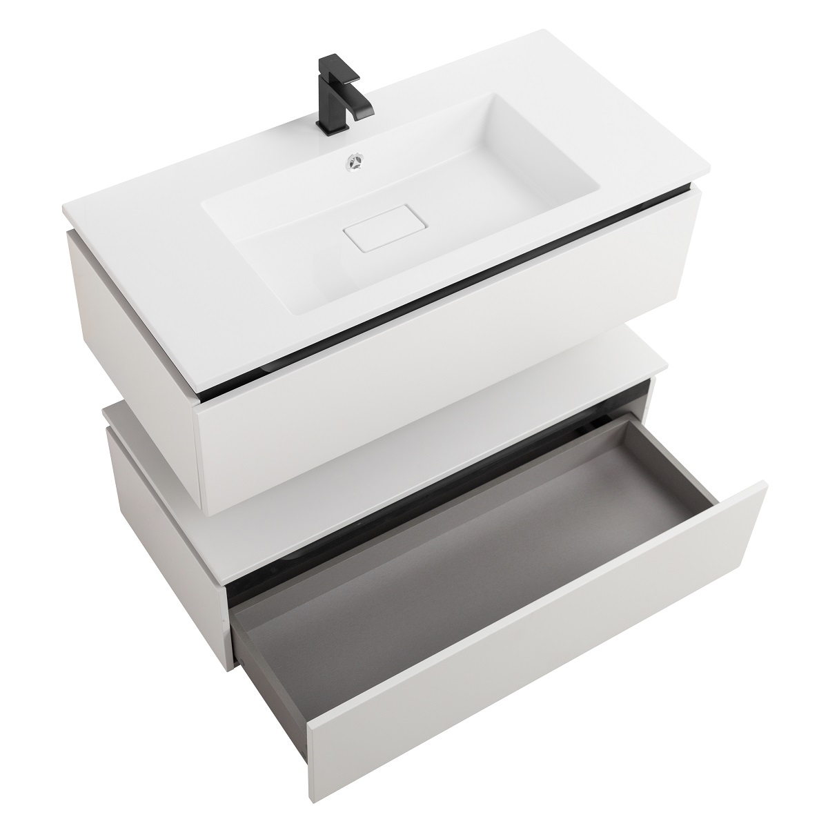 SLIDER Тумба с одним выкатным ящиком, Bianco Opaco, 996x476x300, SLIDER-1000-1C-PI-BO - Gidratop.ru изображение