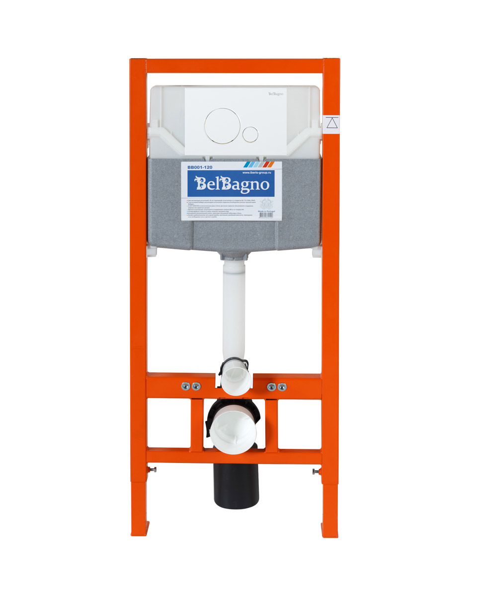 Комплект 2 в 1  Система инсталляции для унитазов BelBagno BB001-120  с кнопкой смыва BB014-SR-BIANCO - Gidratop.ru изображение