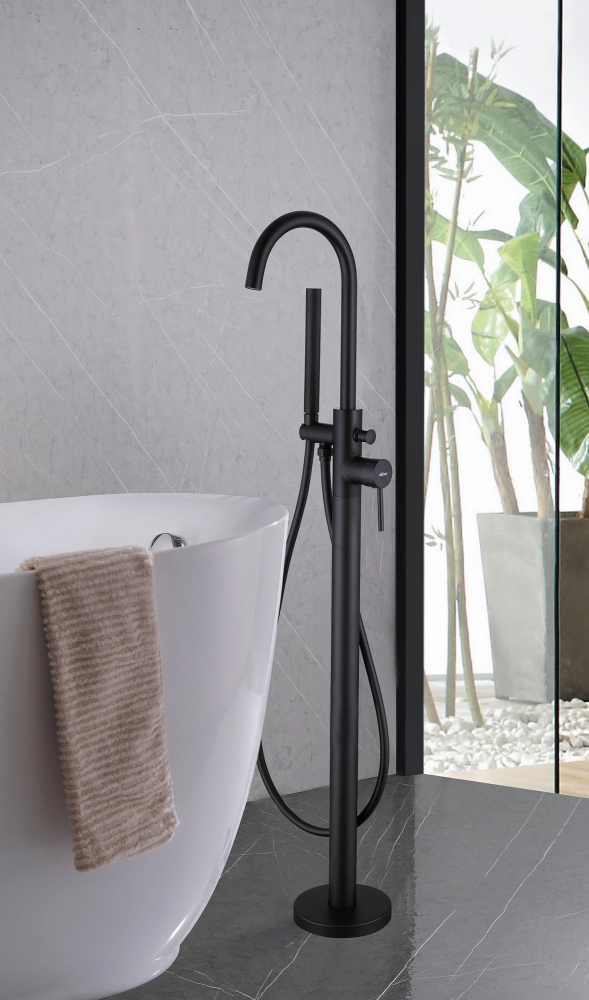 Смеситель ABBER Wasser Kreis AF8115BN напольный для ванны, черный матовый - Gidratop.ru изображение