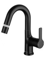 Смеситель для раковины с выдвижным изливом WONZON & WOGHAND, Черный матовый (WW-FE01L212-MB) - Gidratop.ru изображение