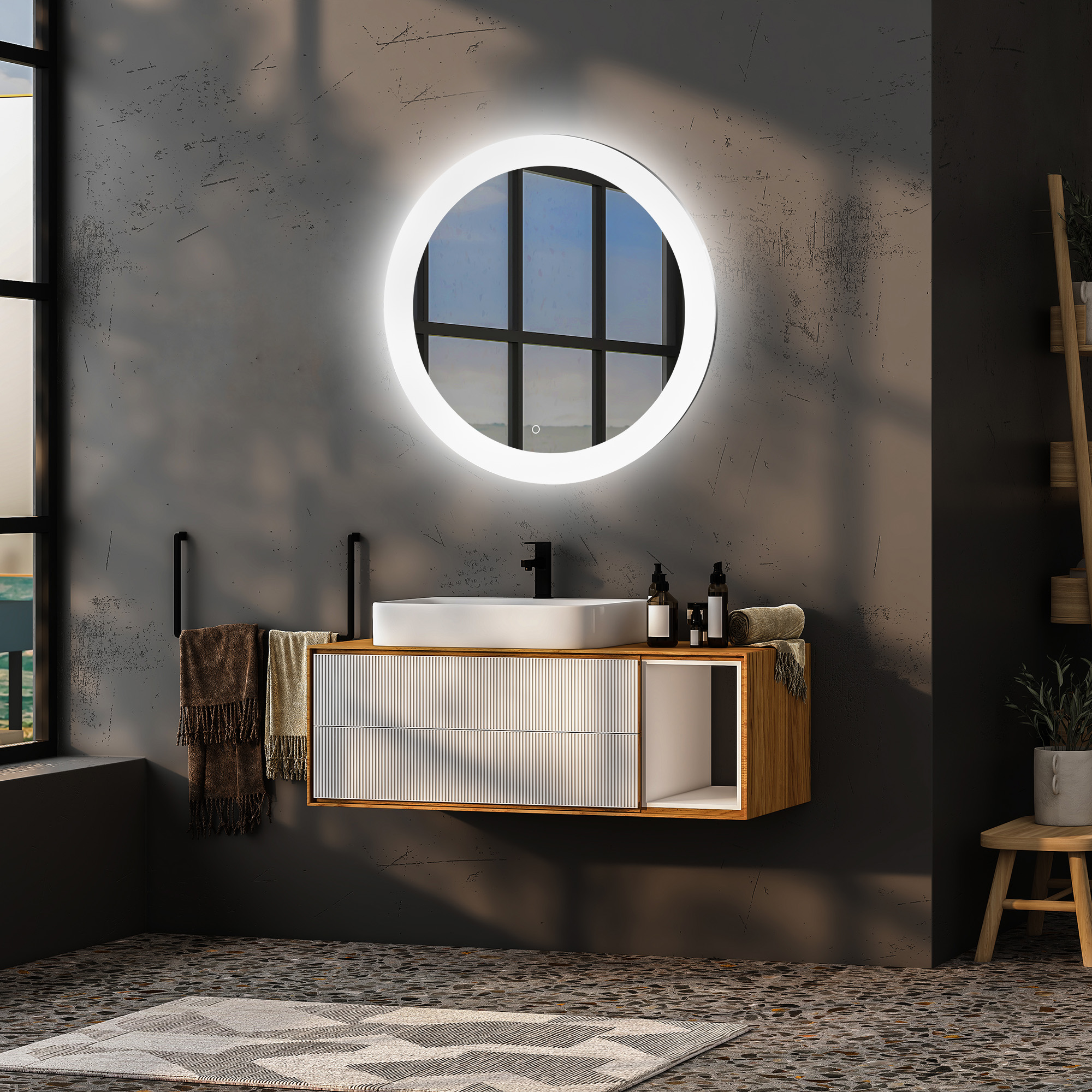 Зеркало ABBER Mond AG6202SL-0.77 с подсветкой, сенсорный выключатель, диммер - Gidratop.ru изображение