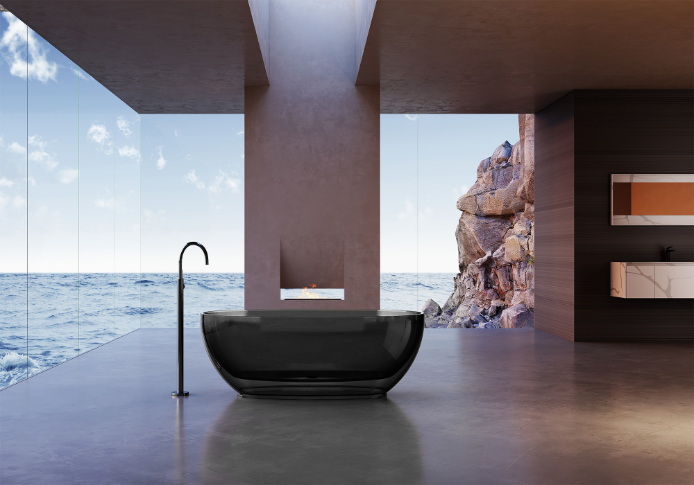 Прозрачная ванна ABBER Kristall AT9703Onyx черная - Gidratop.ru изображение