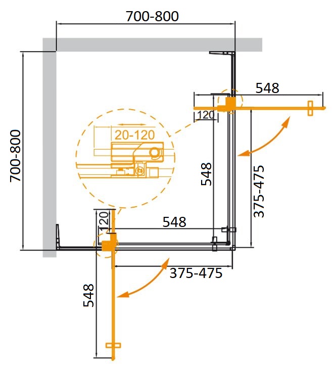 Душевой уголок CEZARES SLIDER-A-2-70/80-C-Cr - Gidratop.ru изображение