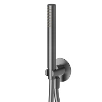 Newform X-STEEL 316 Душевой комплект, вывод, держатель, шланг 150см., и душевая лейка, цвет: PVD Brushed gun metal - Gidratop.ru изображение