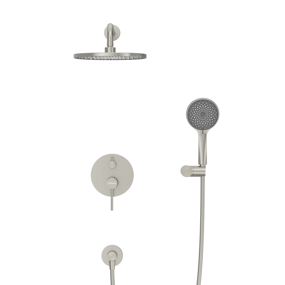 RELAX-DSET-IN Душевой комплект встраиваемый (смеситель встраиваемый, верхний душ, ручной душ со шлангом, штуцер с держателем), сатин - Gidratop.ru изображение