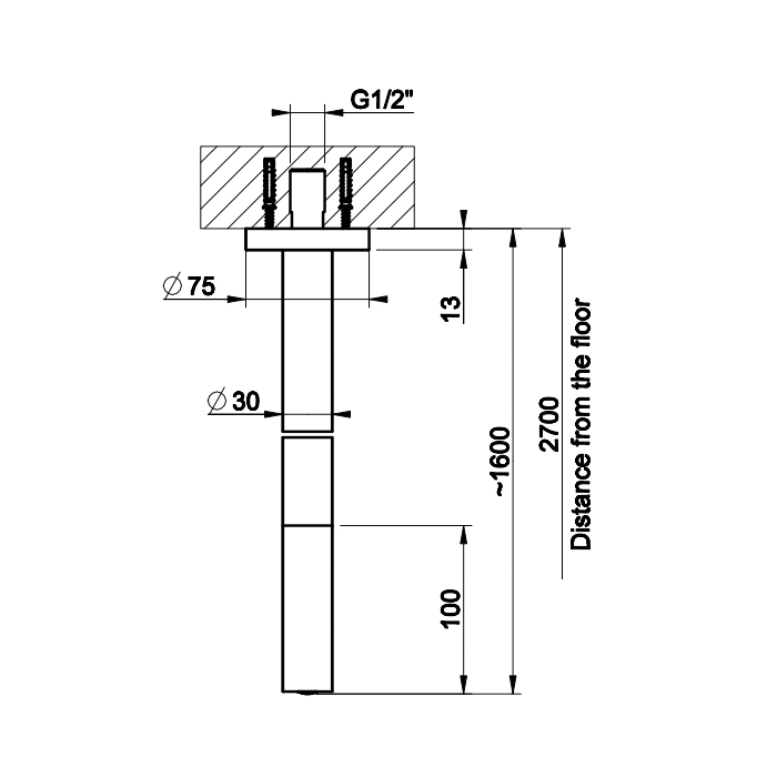 Gessi Ingranaggio потолочный излив, цвет: хром - Gidratop.ru изображение