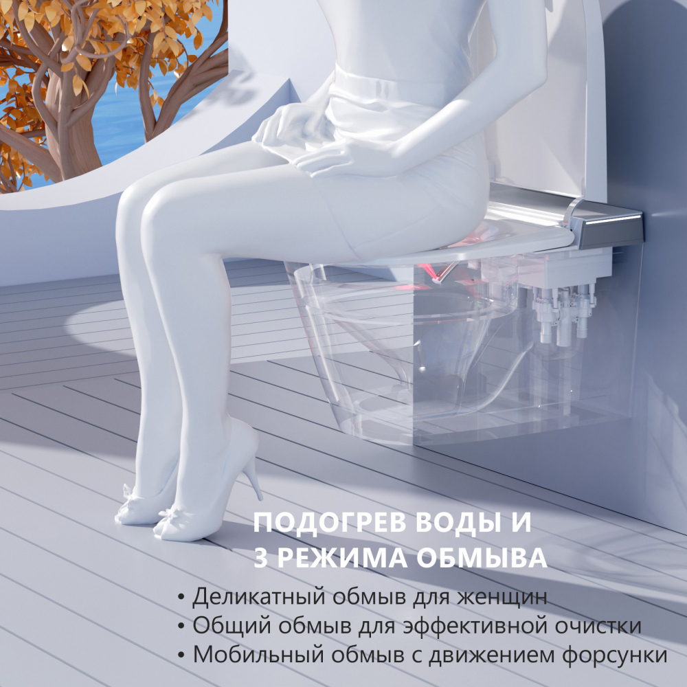 Электронный унитаз-биде ABBER Bequem AC1120S подвесной белый - Gidratop.ru изображение