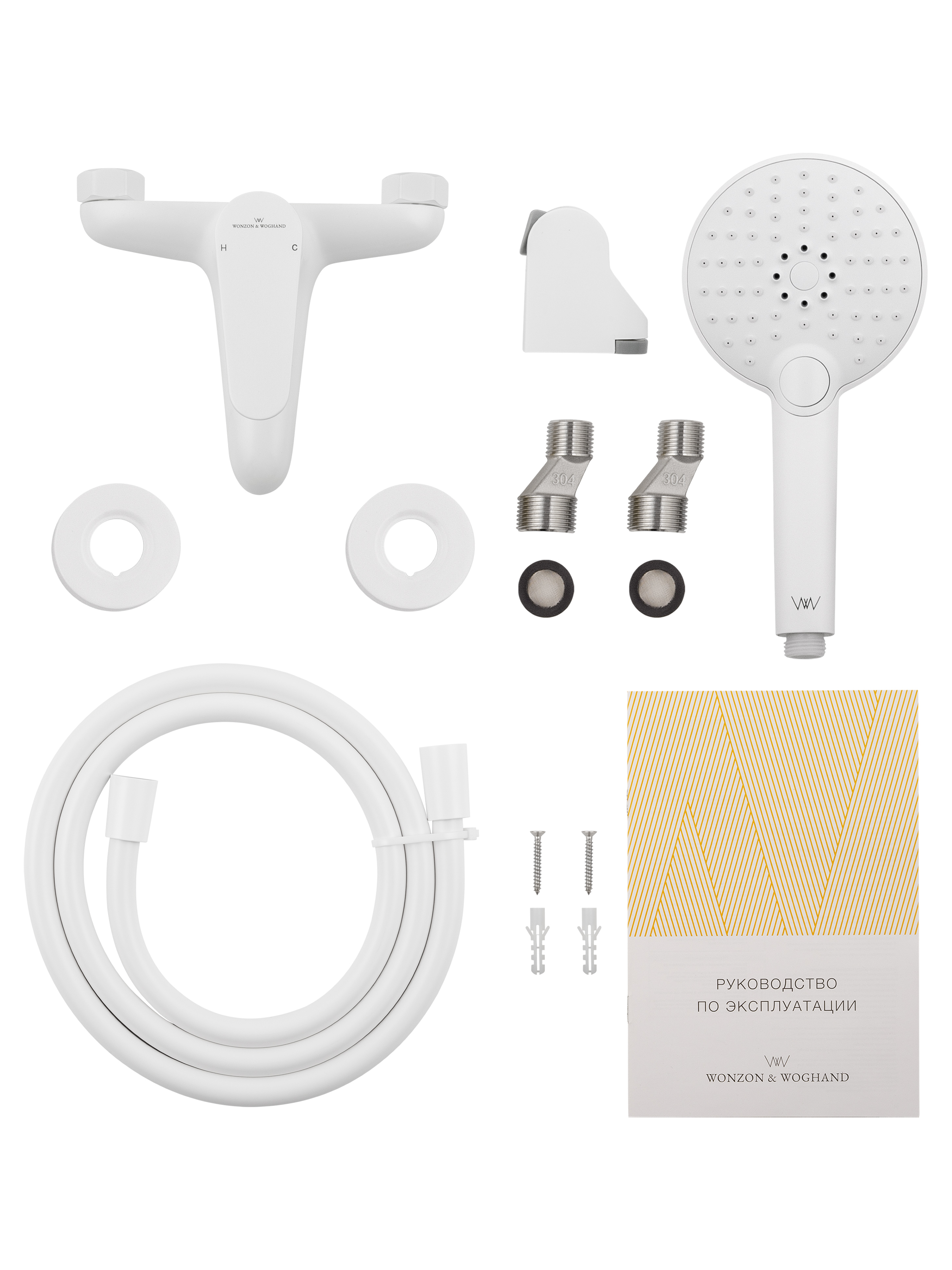 Смеситель для ванны с душем WONZON & WOGHAND ALFA, Белый матовый (WW-AE3204-MW) - Gidratop.ru изображение