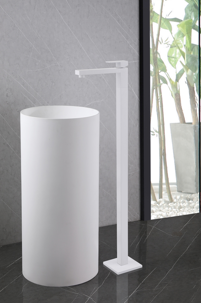 Смеситель ABBER Daheim AF8241W напольный для раковины, белый матовый - Gidratop.ru изображение