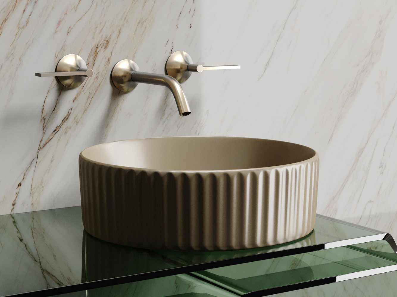 Умывальник чаша накладная круглая (цвет Капучино Матовый) Element 360x360x115мм - Gidratop.ru изображение