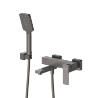 SLIDER-VD-GM Смеситель для ванны и душа однорычажный в комплекте с ручным душем, шлангом и держателем, оружейная сталь - Gidratop.ru изображение