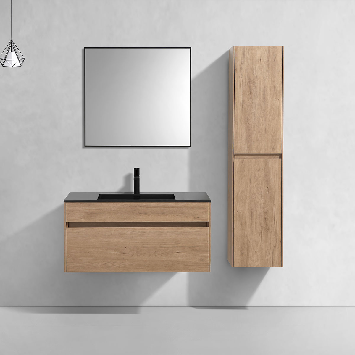 База под раковину Chiara 1000 подвесная, 1 выкатной ящик soft-close, N.Oak - Gidratop.ru изображение