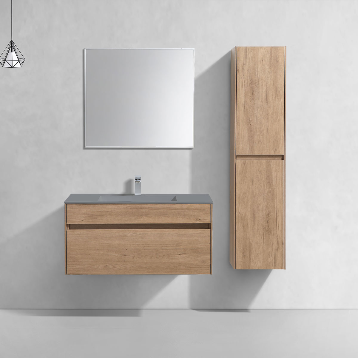 База под раковину Chiara 1000 подвесная, 1 выкатной ящик soft-close, N.Oak - Gidratop.ru изображение