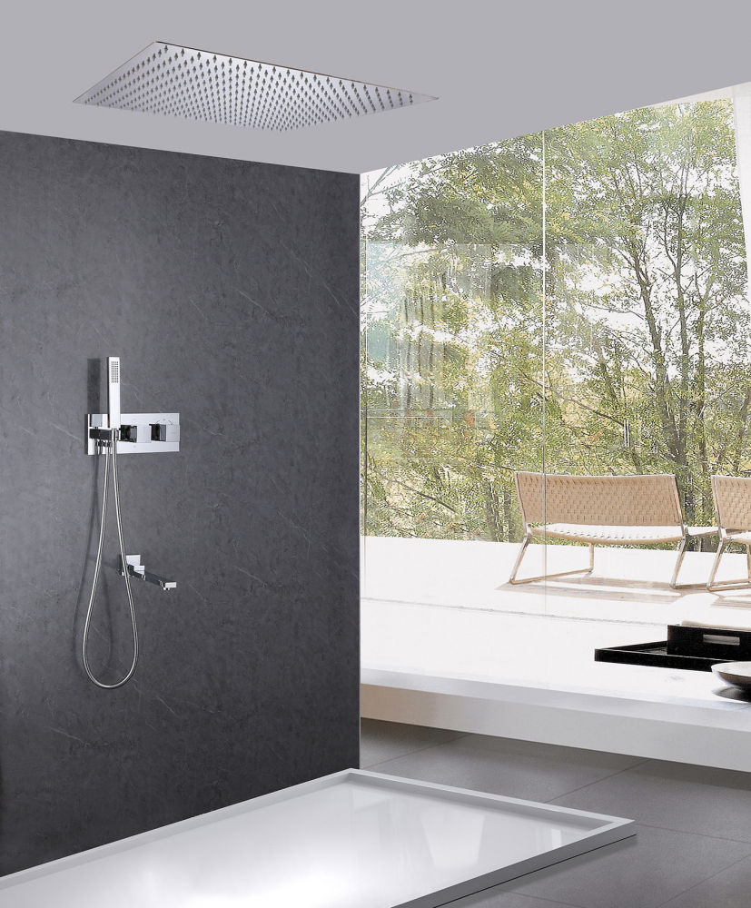 Душевая система ABBER Daheim AF8254 скрытого монтажа с изливом, термостат, хром - Gidratop.ru изображение