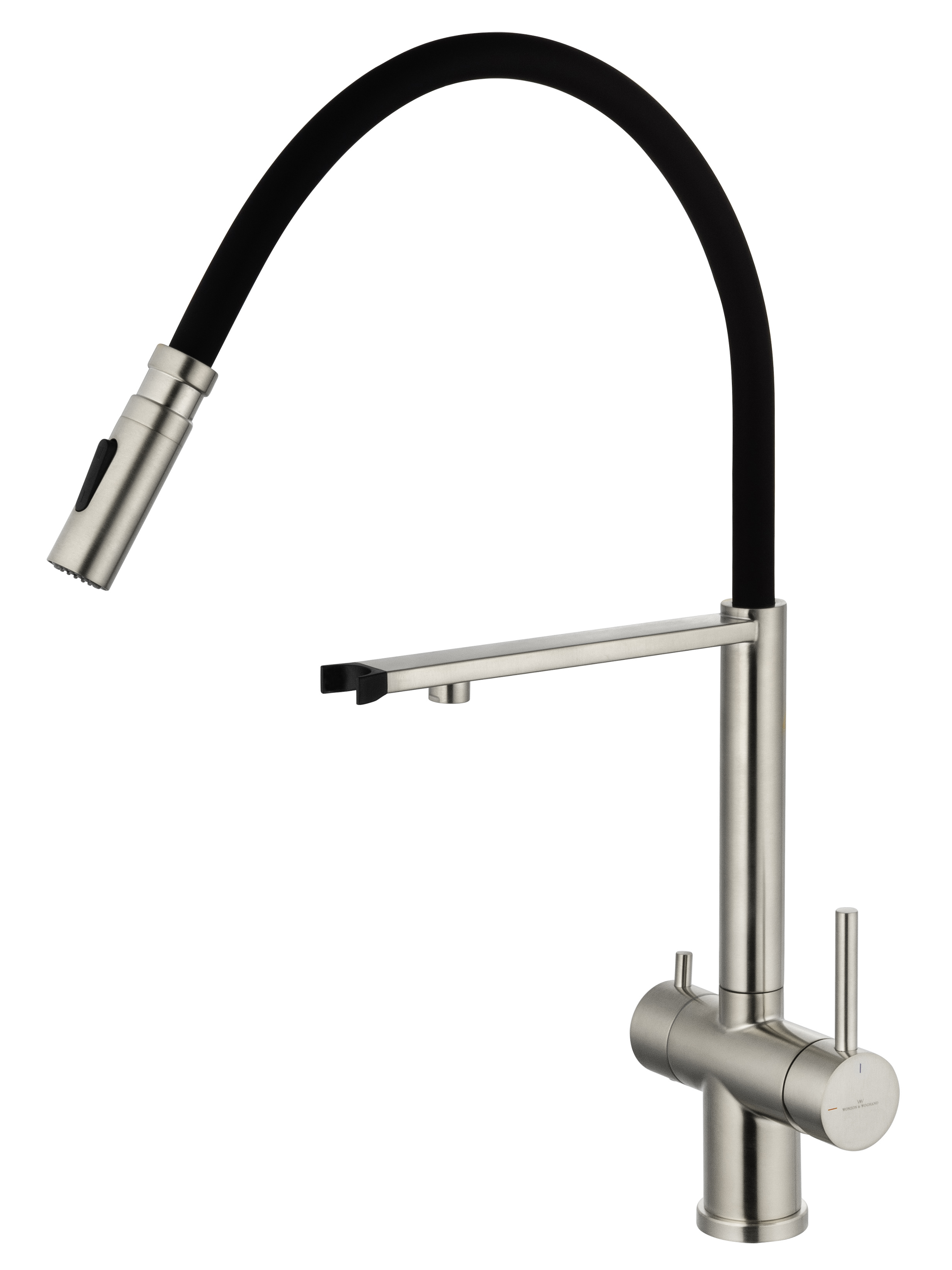 Смеситель для кухни с гибким изливом и подключением фильтра WONZON & WOGHAND, Брашированный никель (WW-88458009-BN) - Gidratop.ru изображение