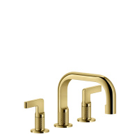 GESSI INCISO смеситель для раковины на 3 отверстия без донного клапана, излив 140мм, h=145мм Цвет: золото - Gidratop.ru изображение