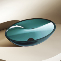 Раковина накладная прозрачная ABBER Kristall AT2802Aquamarin бирюзовая - Gidratop.ru изображение