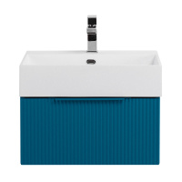 PREMIUM Тумба подвесная под раковину с выдвижным ящиком, 55413 Plisse Blu petrolio, 50x44x25 - Gidratop.ru изображение