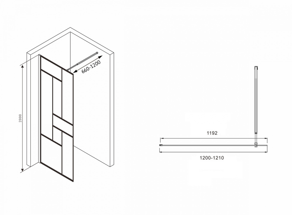 Душевая перегородка ABBER Immer Offen AG63120B8 - Gidratop.ru изображение