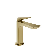 GESSI  VENTAGLIO смеситель для раковины с донным клапаном StopGo и соединительными шлангами, цвет: Brass Brushed PVD - Gidratop.ru изображение