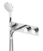 CZR-B-VDM2-T-NOP Встраиваемый термостатический смеситель для ванны и душа однорычажный, переключатель на 3 выхода, в комплекте с ручным душем, исполнение черный матовый - Gidratop.ru изображение