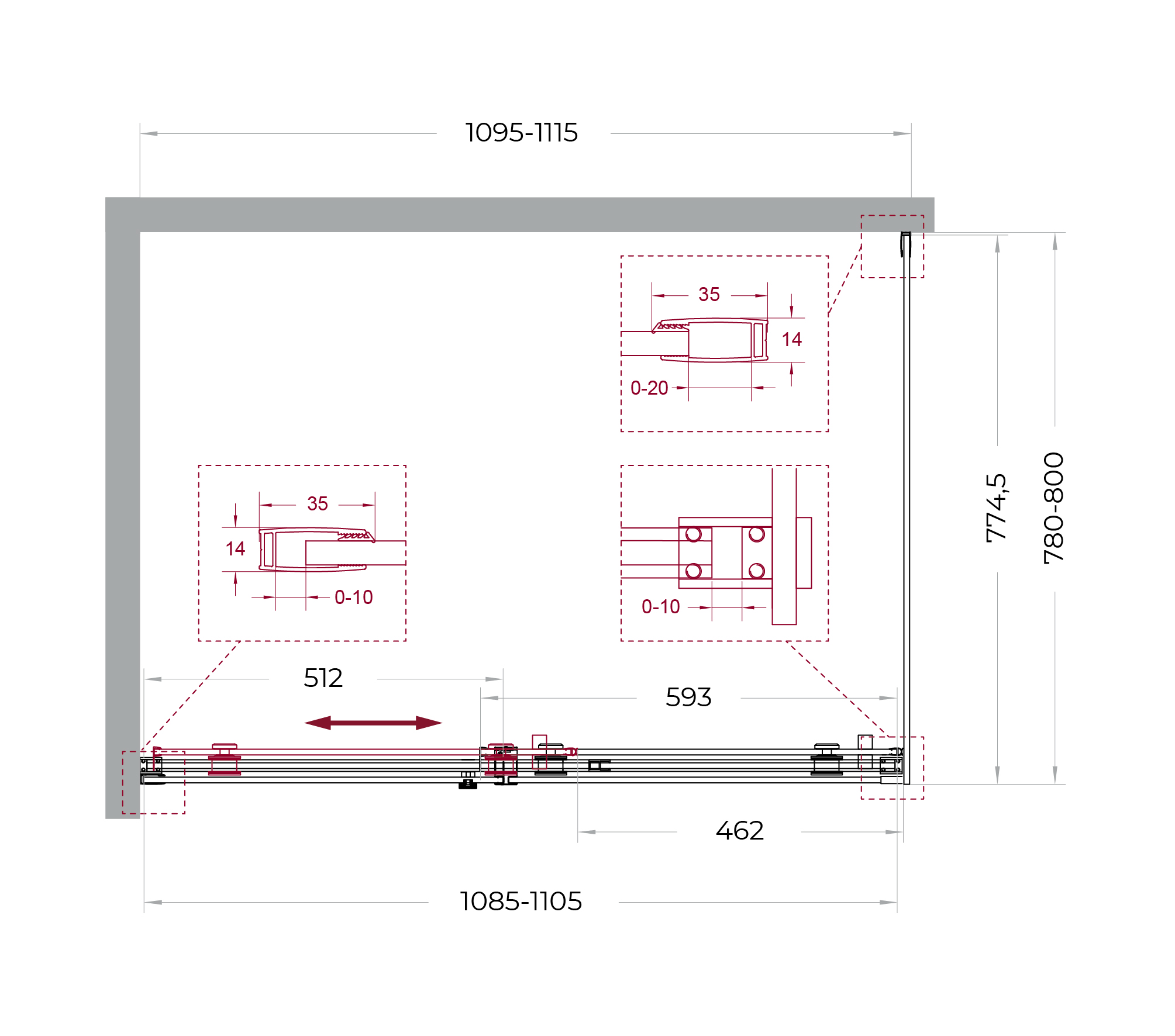 Душевой уголок BelBagno SOFT_CLOSE-2-AH-1-110/80-C-Cr - Gidratop.ru изображение