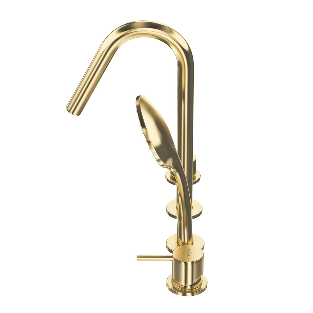 LEAF-BVDM4-L-SR смеситель на борт ванны врезной, на 4 отверстия, исполнение Sunrise - Gidratop.ru изображение